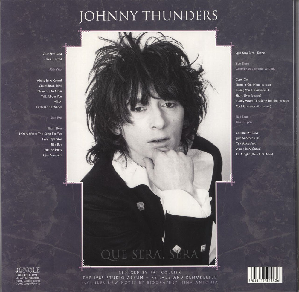 Johnny Thunders & The Heartbreakers Que Sera, Sera [Resurrected] - Purple & White Vinyl UK 2-LP vinyl record set (Double LP Album) JTH2LQU833672