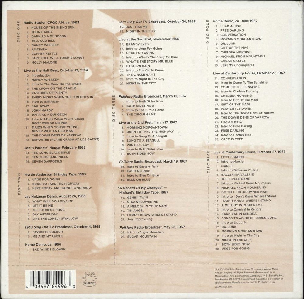 Joni Mitchell Archives Volume 1 - The Early Years (1963-1967) UK CD Album Box Set 603497849963