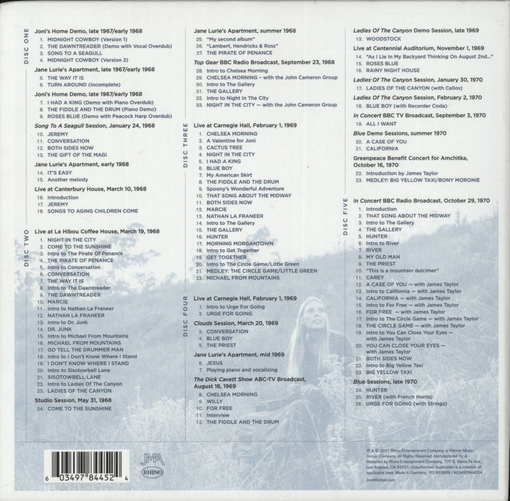 Joni Mitchell Archives Volume 2 - The Reprise Years (1968-1971) UK CD Album Box Set 603497844524