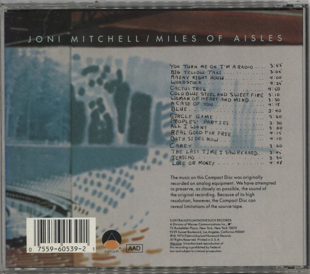 Joni Mitchell Miles Of Asiles US CD album — RareVinyl.com