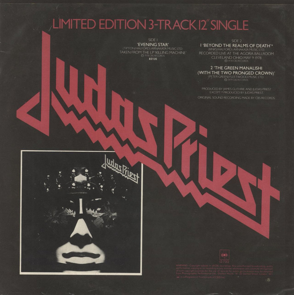 Judas Priest Evening Star - Clear Vinyl UK 12" vinyl single (12 inch record / Maxi-single)