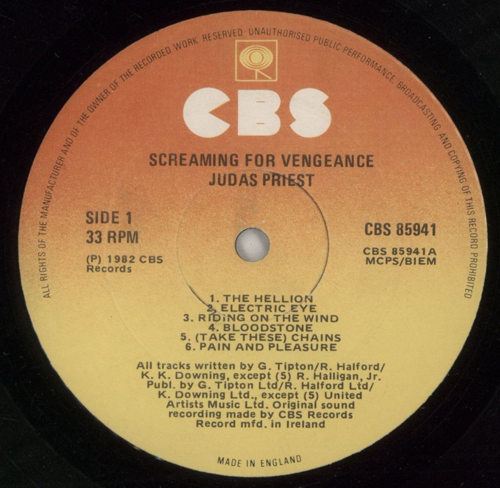 Judas Priest Screaming For Vengeance Irish vinyl LP album (LP record) JUDLPSC869876