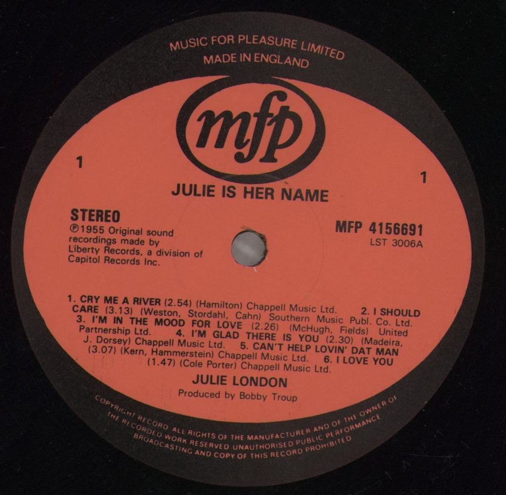 Julie London Julie Is Her Name UK vinyl LP album (LP record) JLOLPJU554651