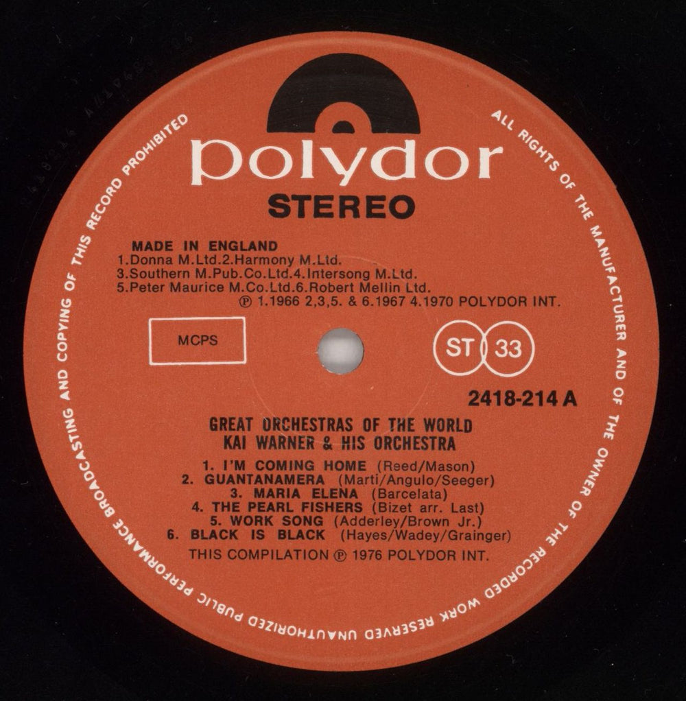Kai Warner Great Orchestras Of The World - Kai Warner & His Orchestra UK vinyl LP album (LP record) KWTLPGR864101