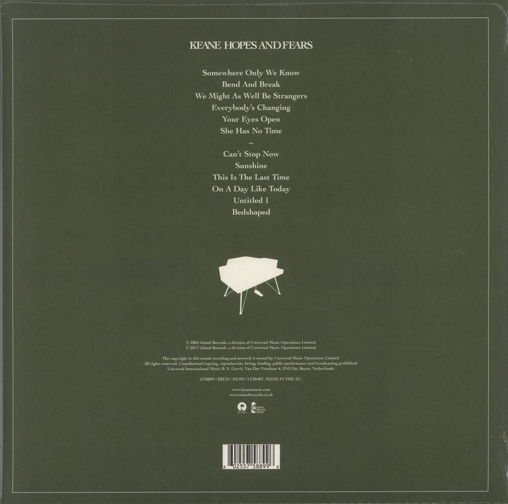 Keane (00s) Hopes And Fears - 180gm - Sealed UK vinyl LP album (LP record) 602557588996