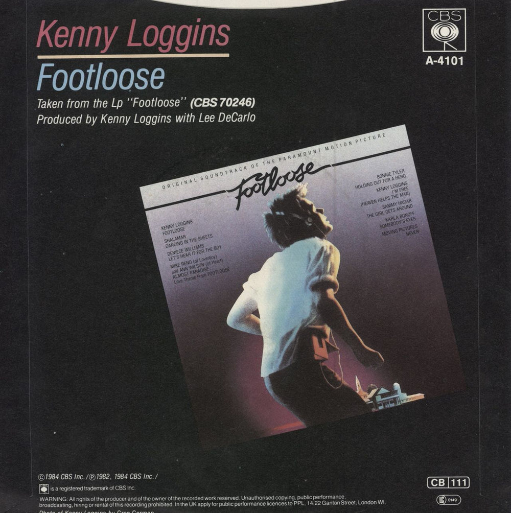 Kenny Loggins Footloose - Solid UK 7" vinyl single (7 inch record / 45)