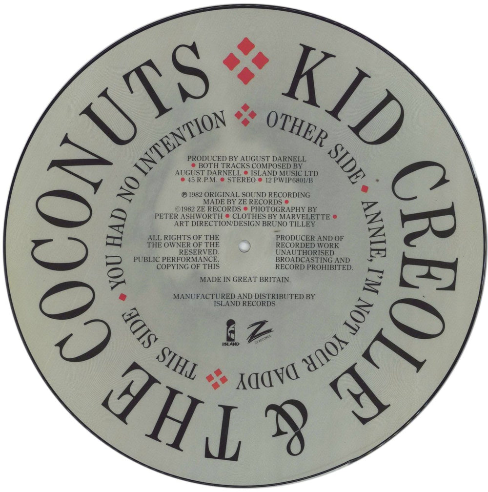 Kid Creole & The Coconuts Annie, I'm Not Your Daddy UK 12" vinyl picture disc (12 inch picture record)