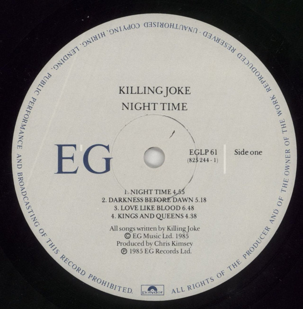 Killing Joke Night Time - VG UK vinyl LP album (LP record) KILLPNI697814