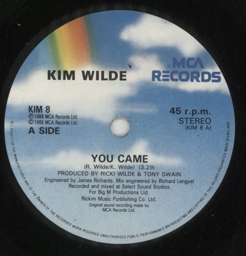 Kim Wilde You Came - Autographed UK 7" vinyl single (7 inch record / 45) WIL07YO861964