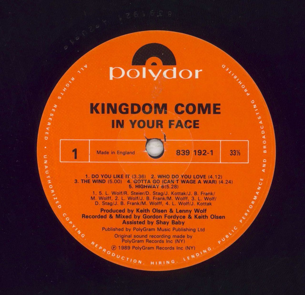 Kingdom Come (80s) In Your Face UK vinyl LP album (LP record) KCOLPIN277493