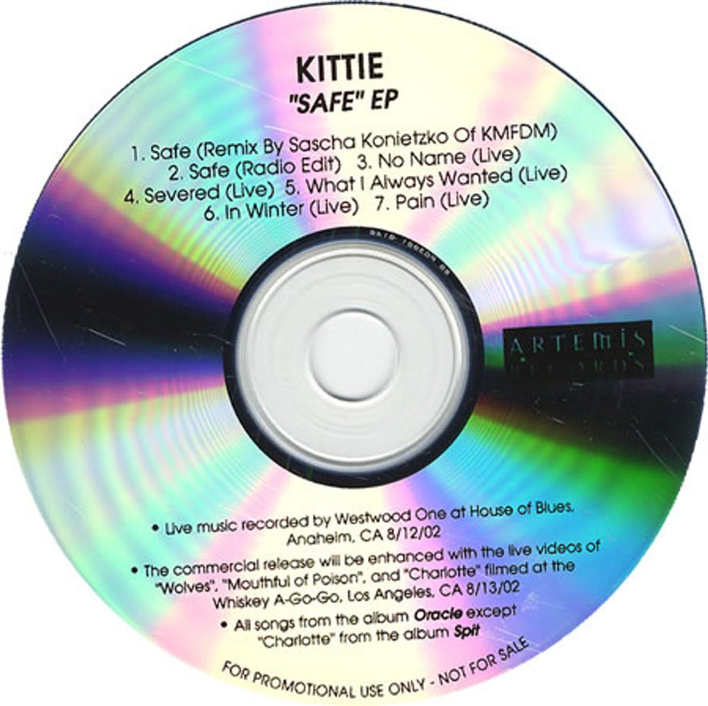 Kittie Safe EP US Promo CD-R acetate CD-R ACETATE