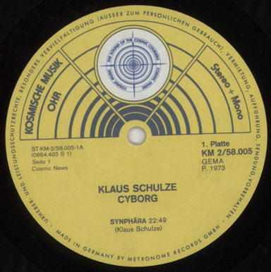 Klaus Schulze Cyborg German 2-LP vinyl record set (Double LP Album) ULZ2LCY210937