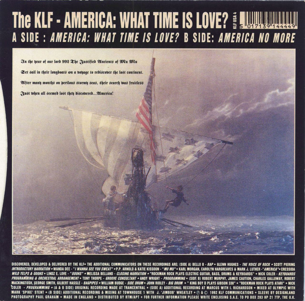 KLF America: What Time Is Love? UK 7" vinyl single (7 inch record / 45) 5017139144449