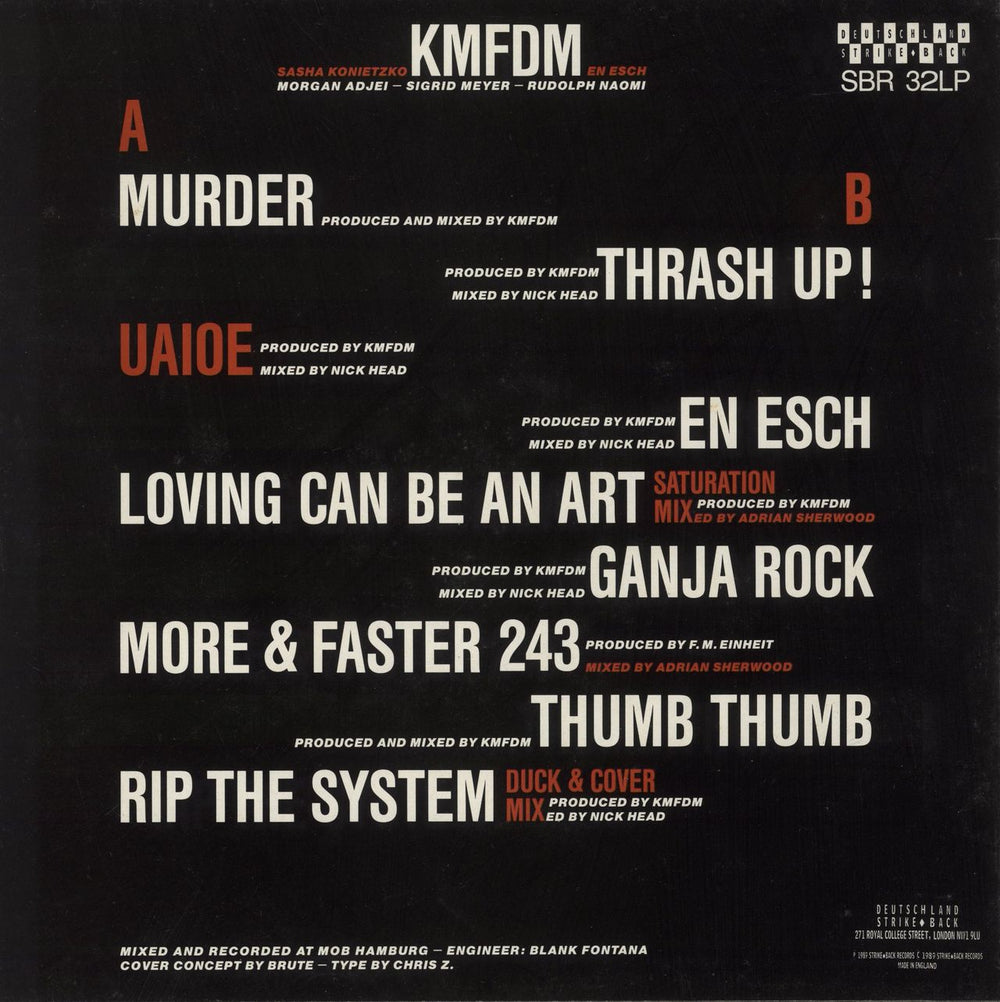 KMFDM UAIOE UK vinyl LP album (LP record)