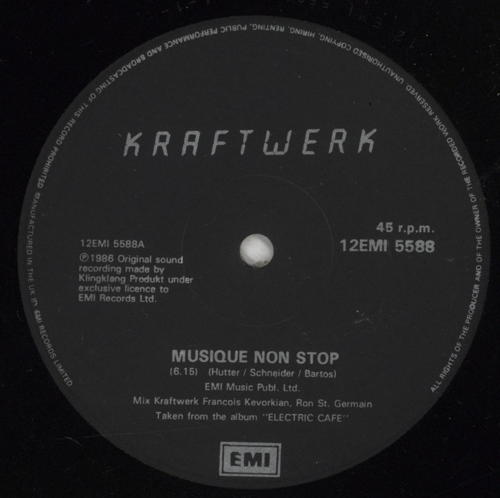 Kraftwerk Musique Non Stop - Deletion cut UK 12" vinyl single (12 inch record / Maxi-single) KRA12MU874417