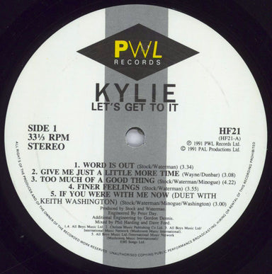 Kylie Minogue Let's Get To It - EX UK vinyl LP album (LP record) KYLLPLE291076