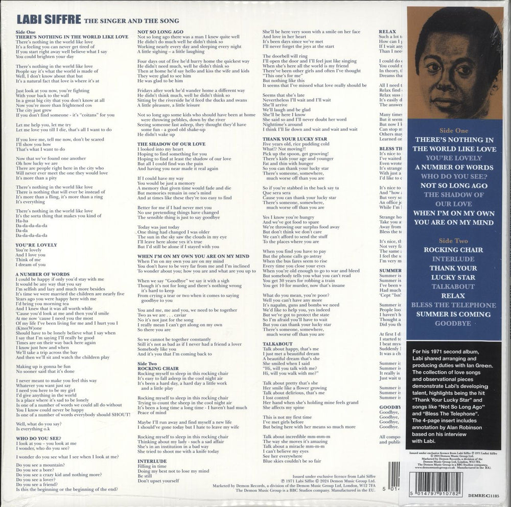 Labi Siffre The Singer And The Song: Half-Speed Mastered - 180 Gram Vinyl + Signed Priint - Sealed UK vinyl LP album (LP record) 5014797910782