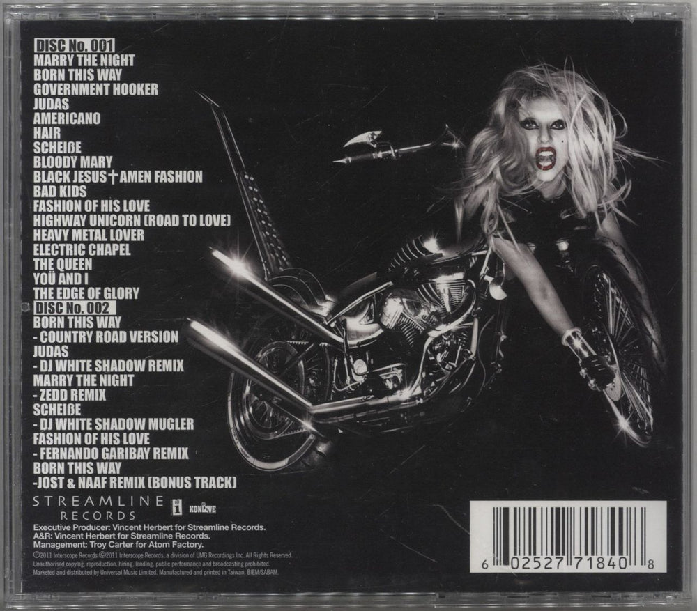 Lady Gaga Born This Way - Sealed Taiwanese 2 CD album set (Double CD) 602527718408