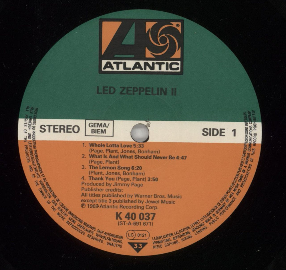 Led Zeppelin Led Zeppelin II - 80s German vinyl LP album (LP record) ZEPLPLE420614