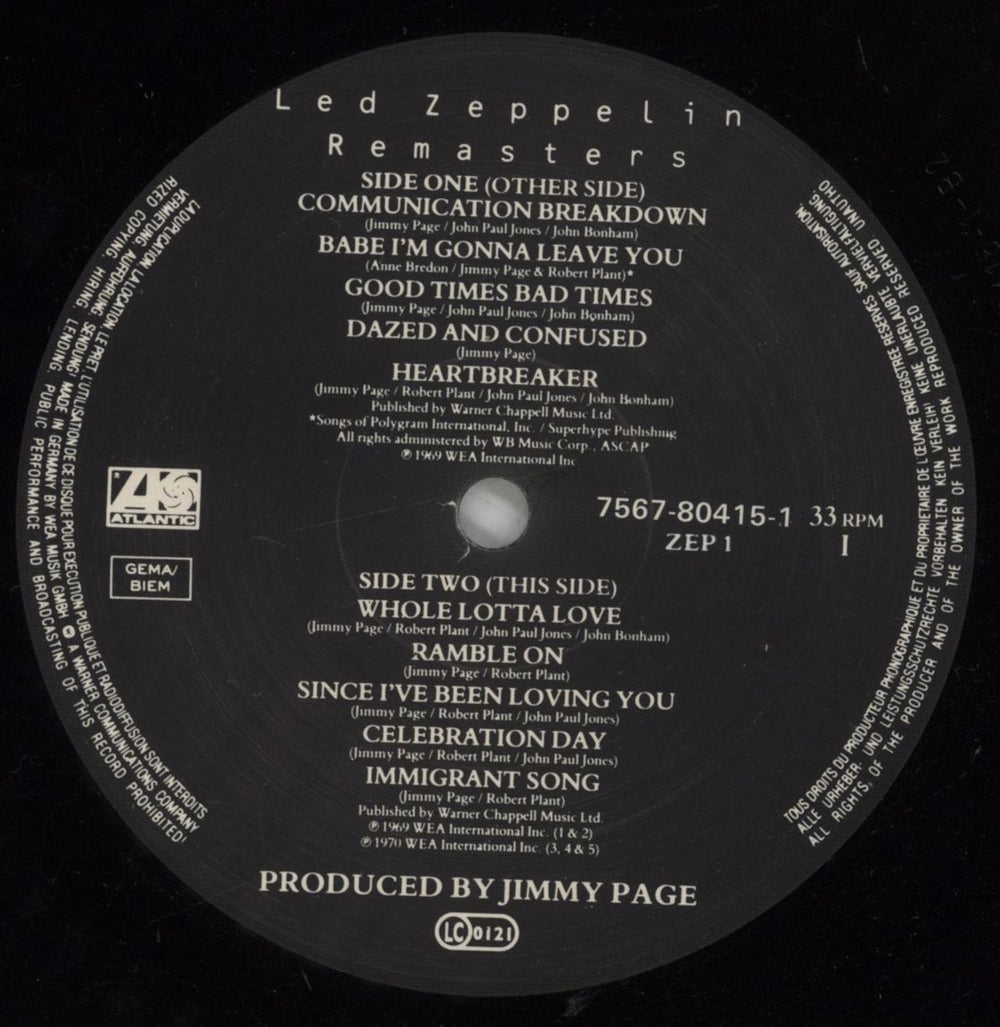 Led Zeppelin Remasters - EX UK 3-LP vinyl record set (Triple LP Album)