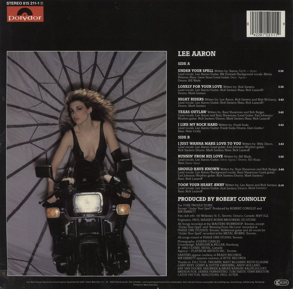 Lee Aaron Lee Aaron German vinyl LP album (LP record)