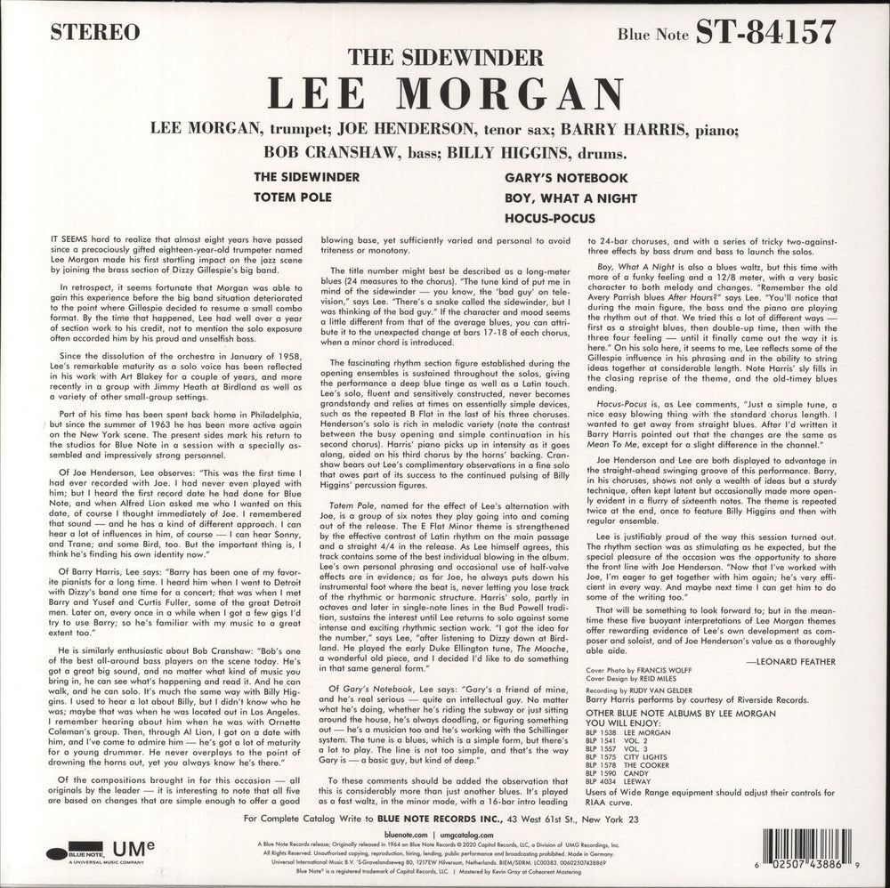 Lee Morgan The Sidewinder - 180 Gram Vinyl UK vinyl LP album (LP record) 602507438869