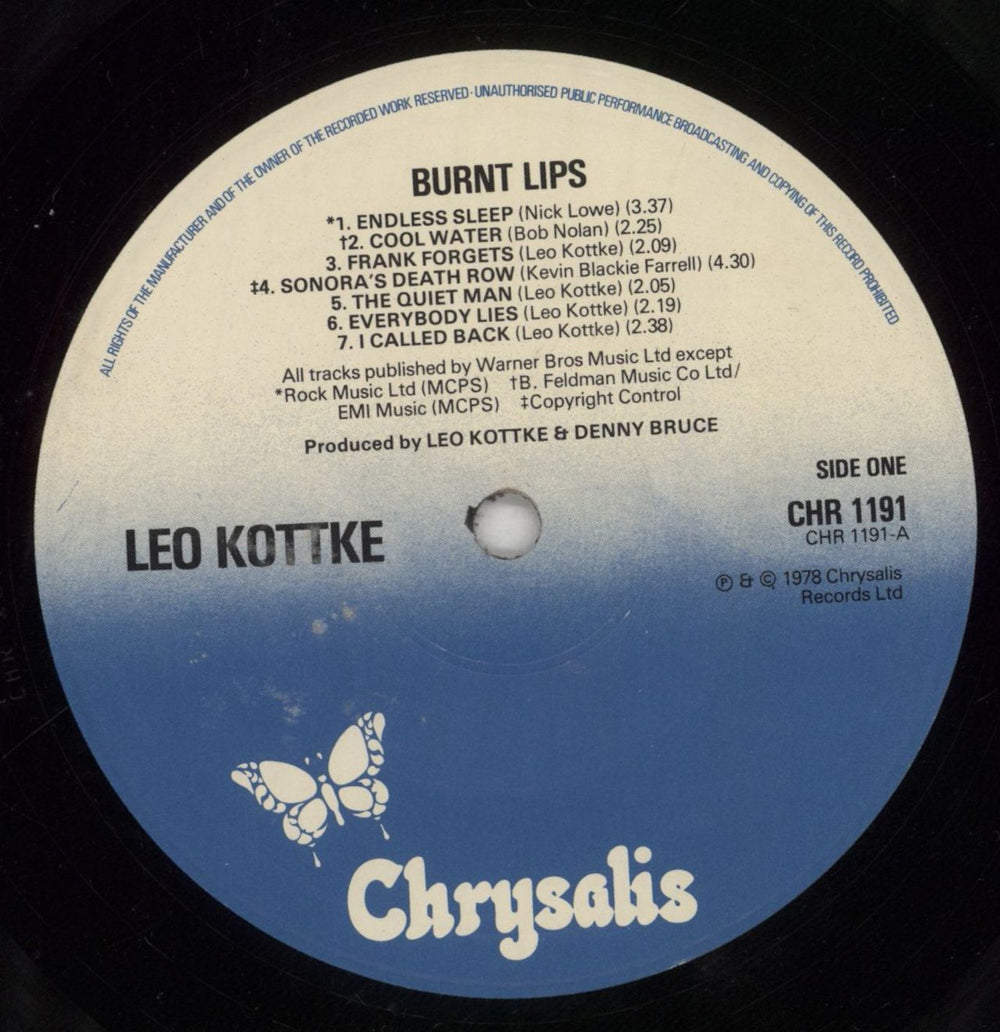 Leo Kottke Burnt Lips UK vinyl LP album (LP record) KTTLPBU602098