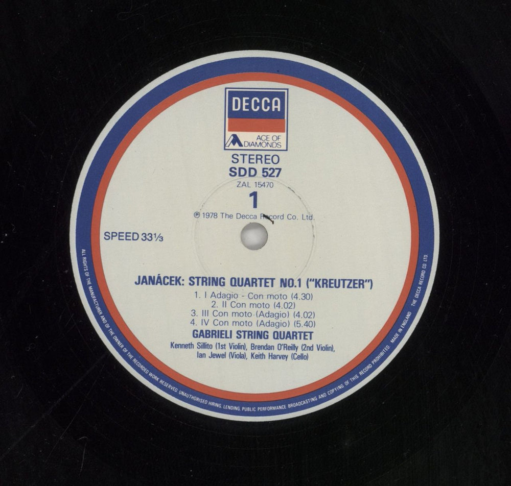 Leoš Janácek String Quartet No. 1 & String Quartet No. 2 UK vinyl LP album (LP record) JKALPST861928