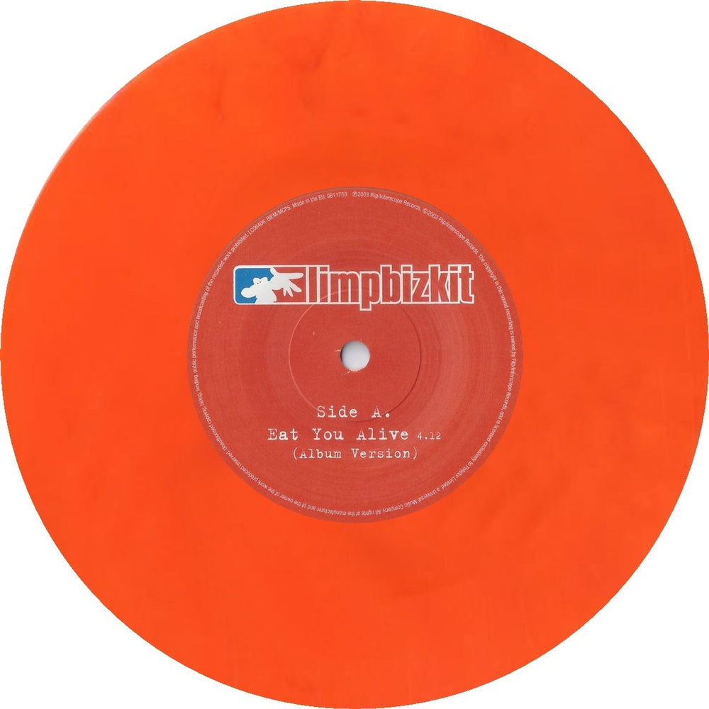 Limp Bizkit Eat You Alive - Orange Vinyl UK 7" vinyl single (7 inch record / 45) BZK07EA257334