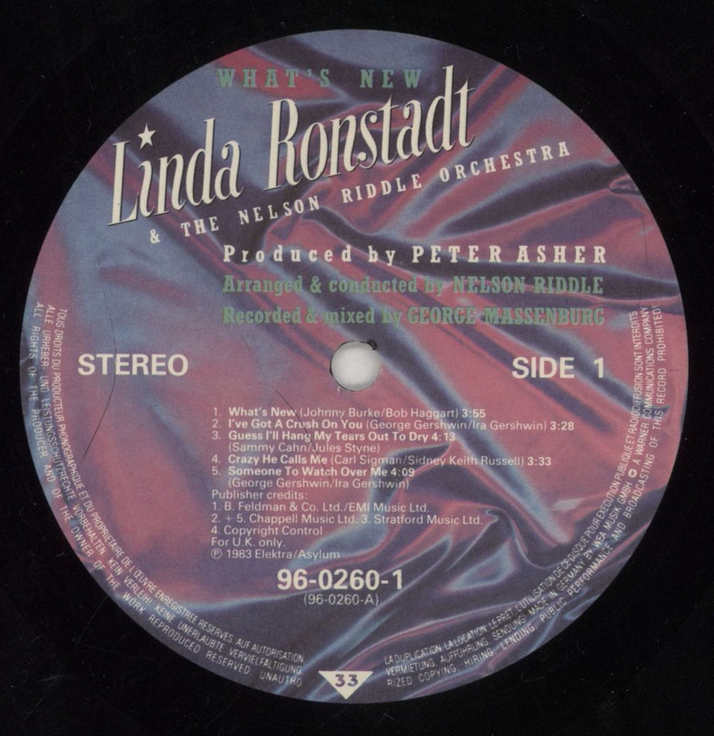 Linda Ronstadt What's New German vinyl LP album (LP record) LIRLPWH245165