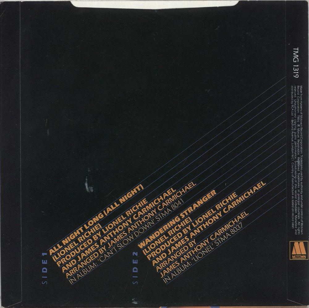 Lionel Richie All Night Long (All Night) - P/S - Solid UK 7" vinyl single (7 inch record / 45)