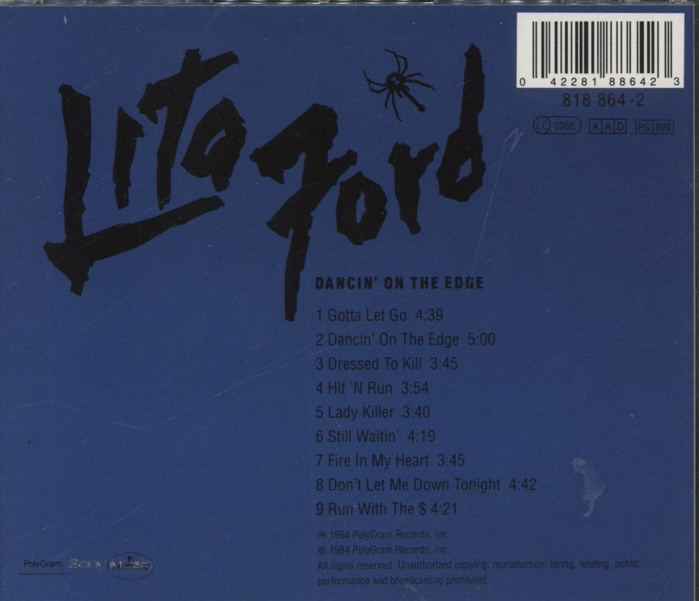 Lita Ford Dancin' On The Edge German CD album (CDLP)