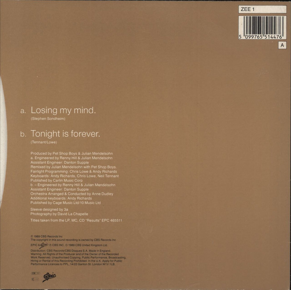 Liza Minnelli Losing My Mind UK 7" vinyl single (7 inch record / 45) 5099765514476