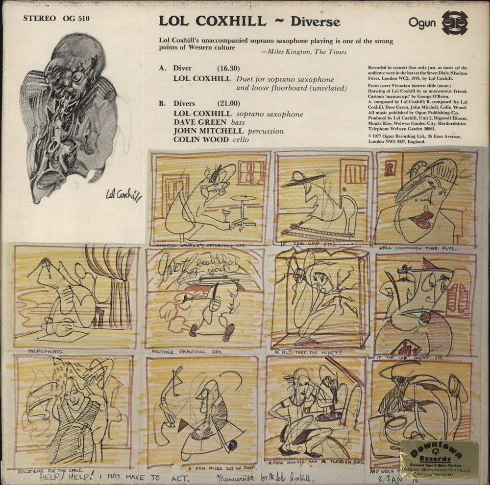 Lol Coxhill Diverse UK vinyl LP album (LP record)