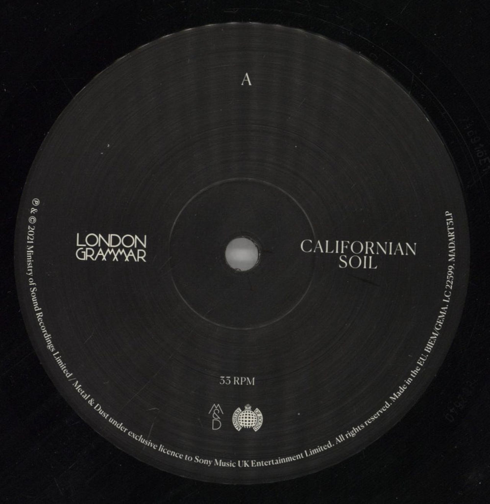 London Grammar Californian Soil UK vinyl LP album (LP record) L7OLPCA795382