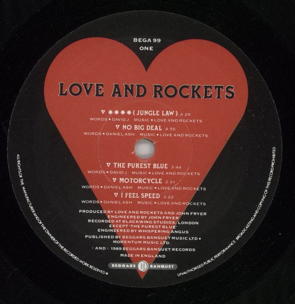 Love & Rockets Love & Rockets UK vinyl LP album (LP record) L&RLPLO531988
