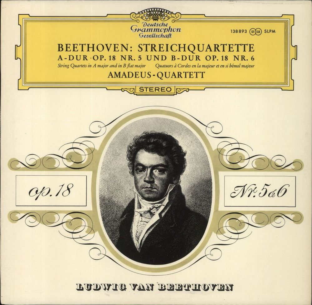 Ludwig Van Beethoven Beethoven: Streichquartette A-Dur Op. 18 Nr. 5 und B-Dur Op. 18 Nr. 6 German vinyl LP album (LP record) 138893