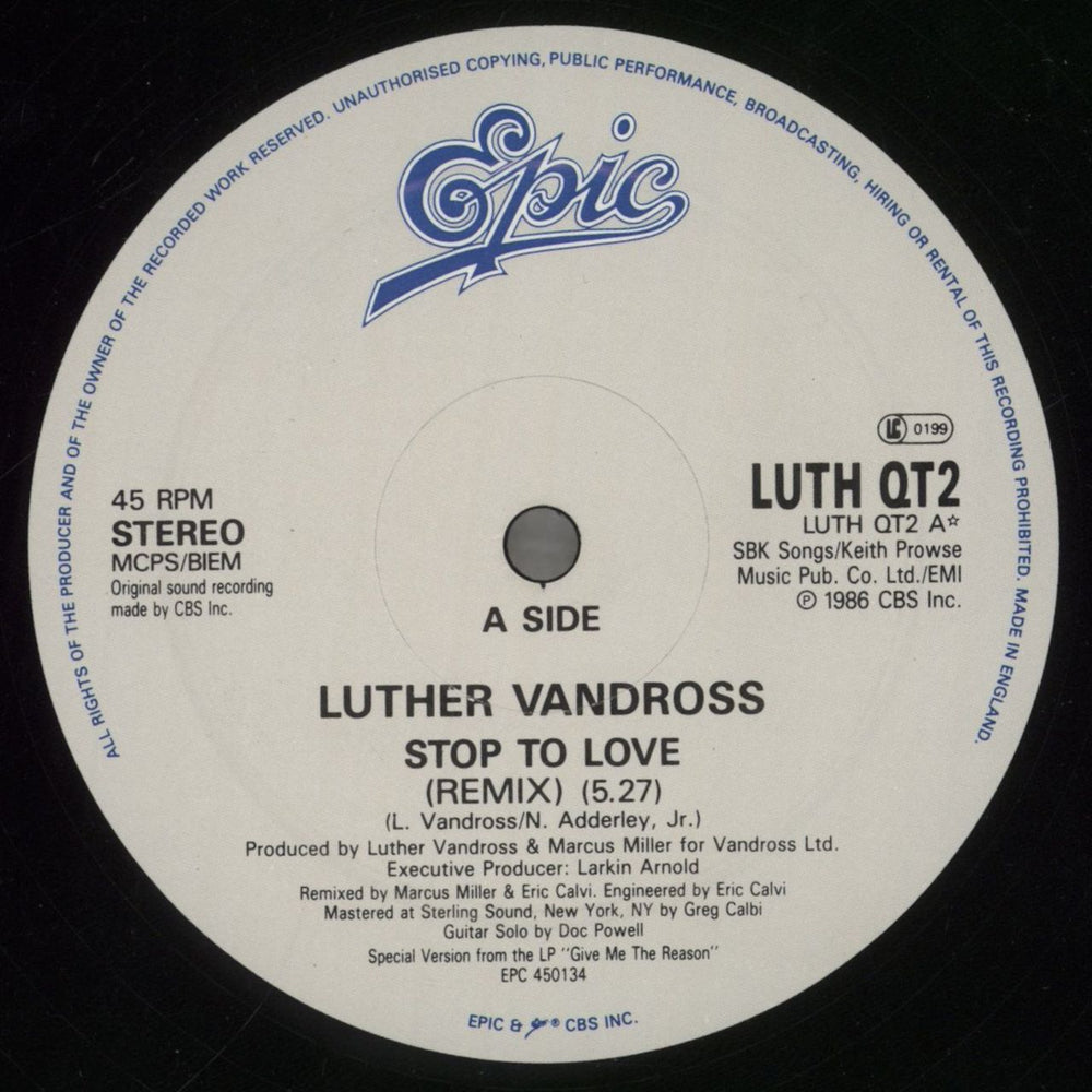 Luther Vandross Stop The Love UK 10" vinyl single (10 inch record) LUT10ST660081