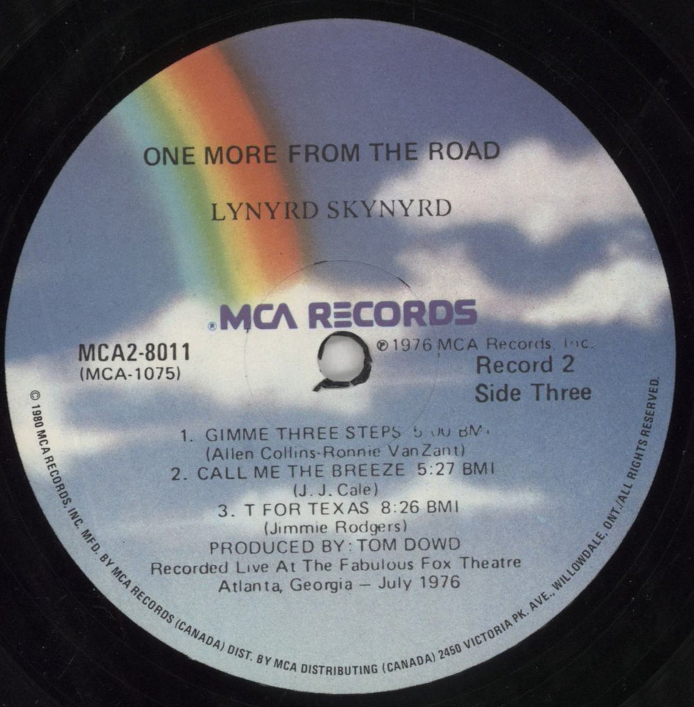 Lynyrd Skynyrd One More From The Road Canadian 2-LP vinyl record set (Double LP Album) LRD2LON850936