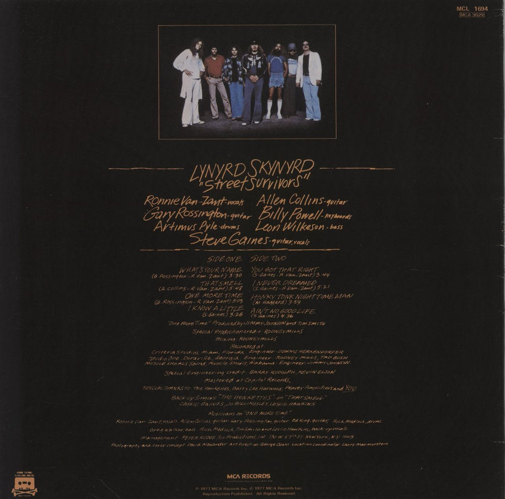 Lynyrd Skynyrd Street Survivors UK vinyl LP album (LP record)