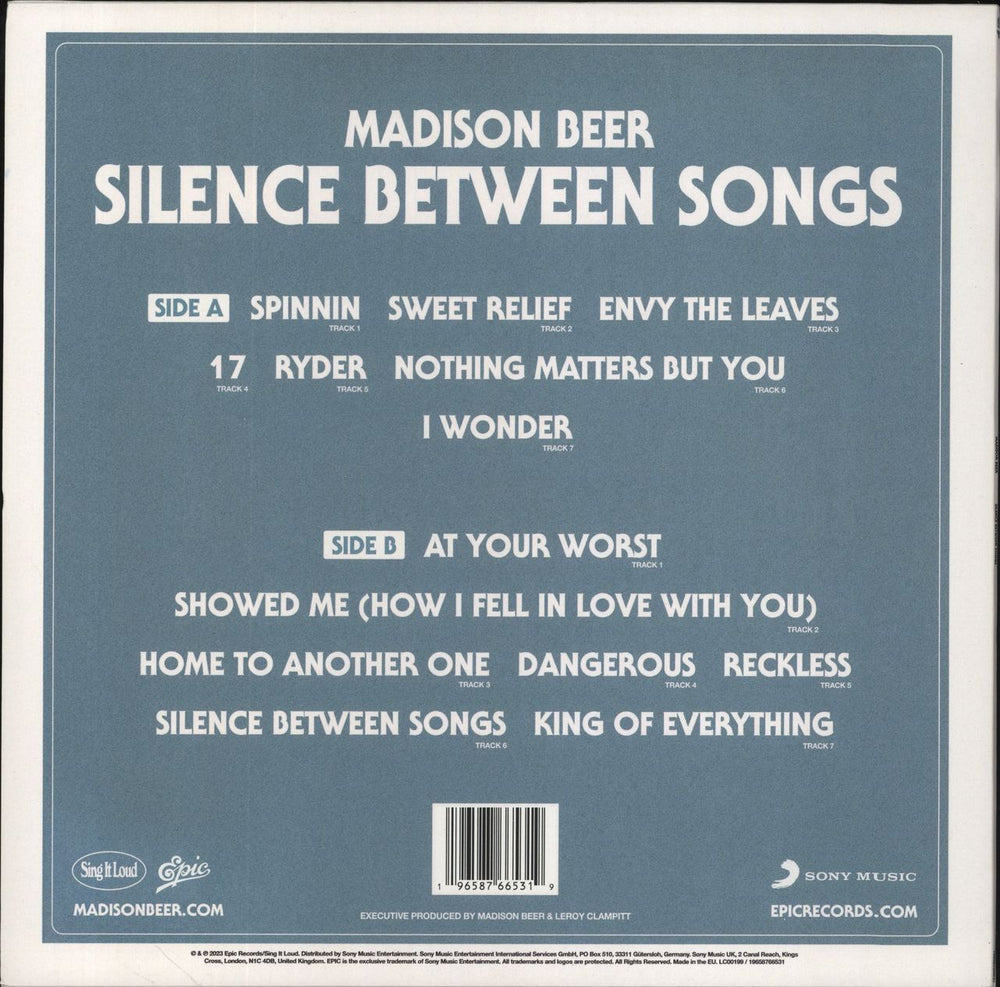 Madison Beer Silence Between Songs UK vinyl LP album (LP record) 196587665319
