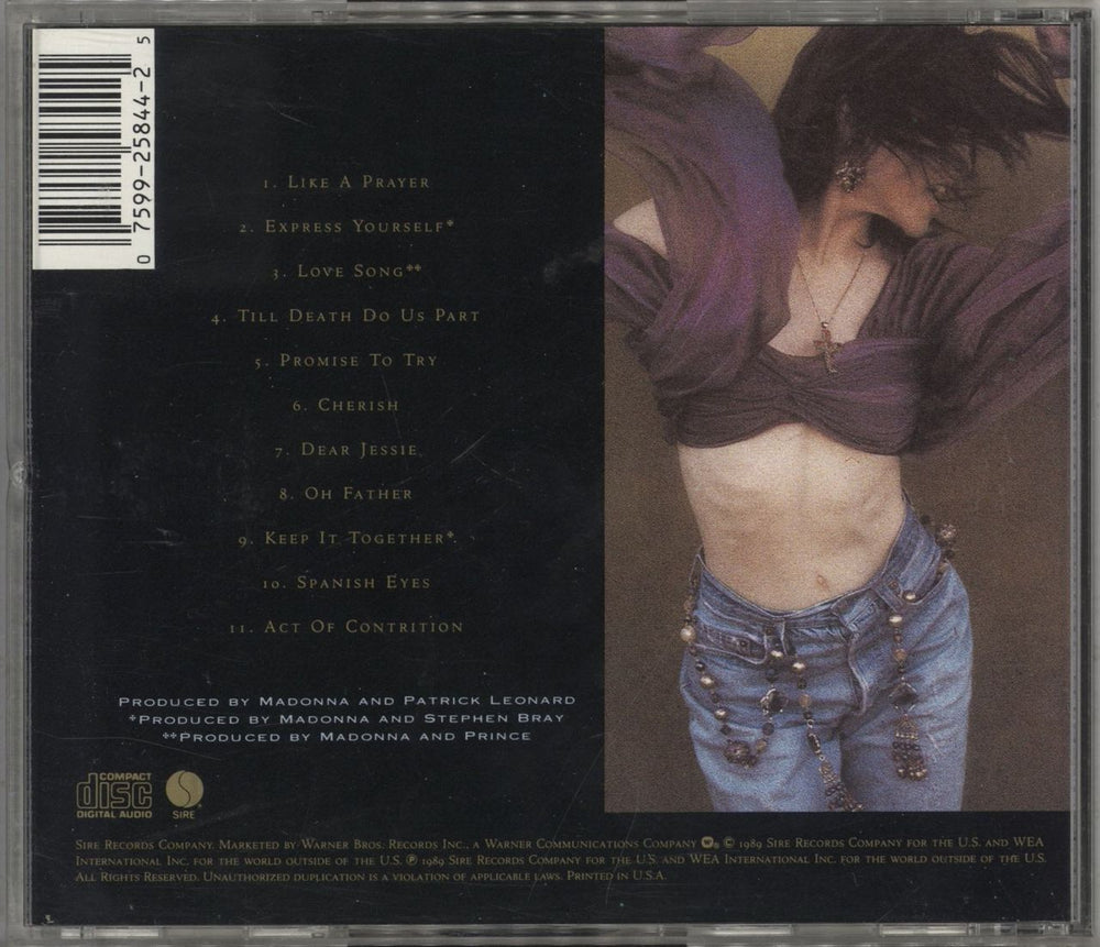 Madonna Like A Prayer US Promo CD album (CDLP)
