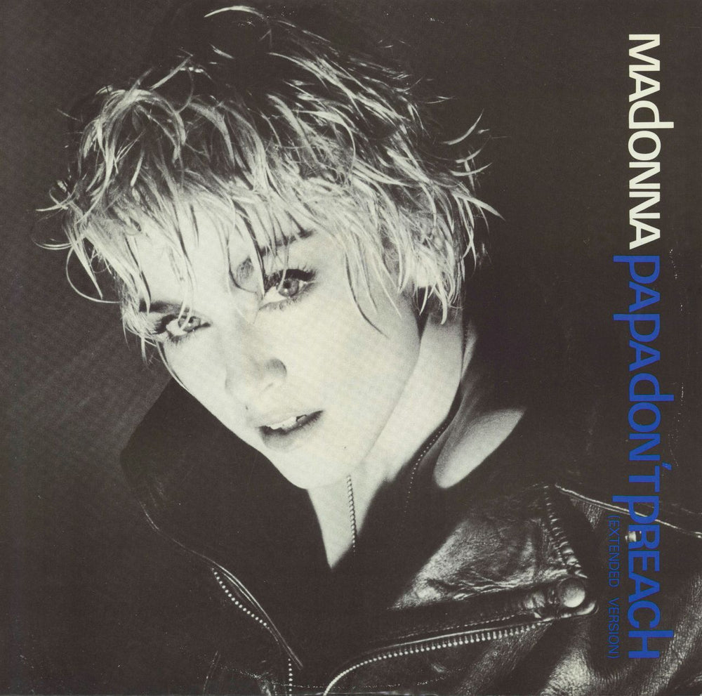 Madonna Papa Don't Preach - Blue Titles UK 12" vinyl single (12 inch record / Maxi-single) W8636T