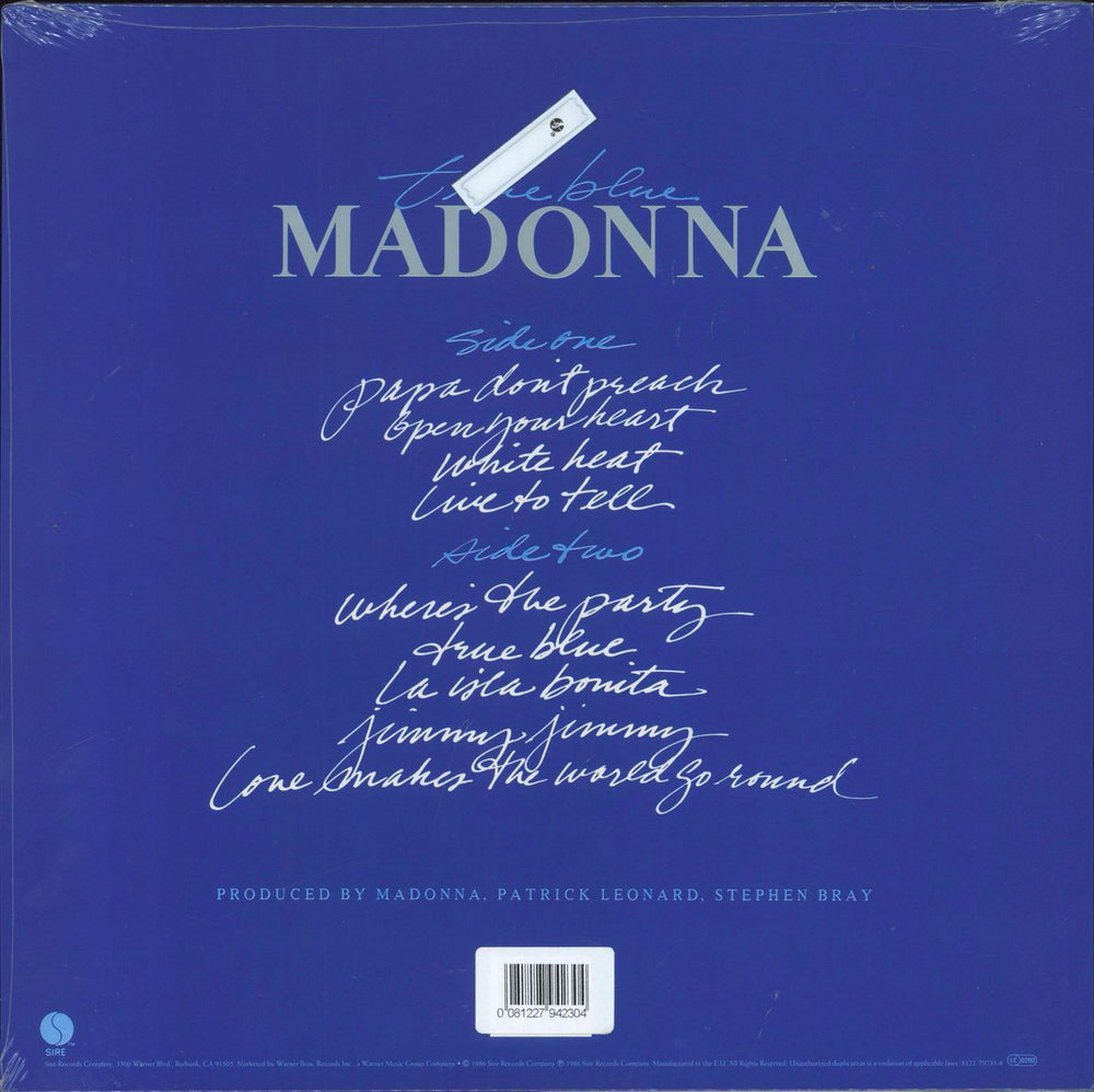 Madonna True Blue - Blue Vinyl + Sealed UK vinyl LP album (LP record) 081227942304