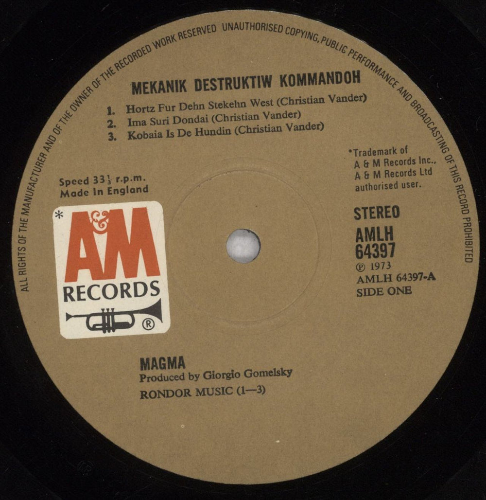 Magma Mekanïk Destruktïw Kommandöh + Insert UK vinyl LP album (LP record) M-GLPME210135