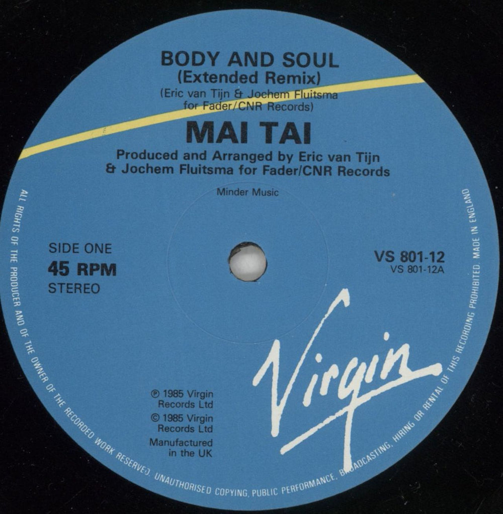 Mai Tai Body & Soul (Extended Remix) UK 12" vinyl single (12 inch record / Maxi-single) MAI12BO516031