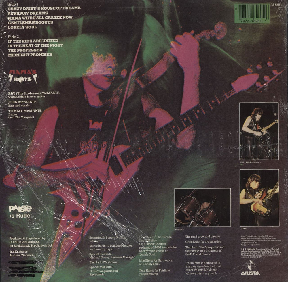 Mama's Boys Mama's Boys US vinyl LP album (LP record) 078221828116