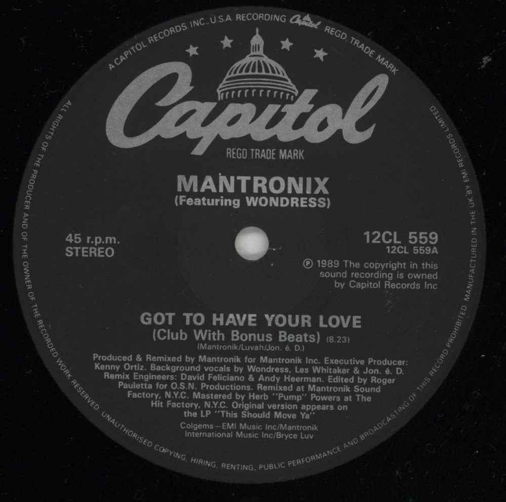 Mantronix Got To Have Your Love UK 12" vinyl single (12 inch record / Maxi-single) MAN12GO186589