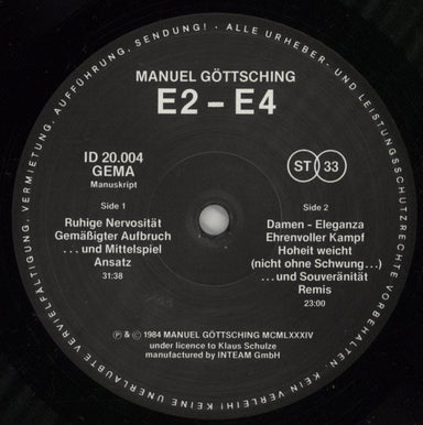 Manuel Gottsching E2-E4 - Embossed Cover - 1st German vinyl LP album (LP record) MG-LPEE878951