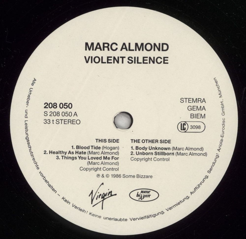 Marc Almond Violent Silence German 12" vinyl single (12 inch record / Maxi-single) ALM12VI175580